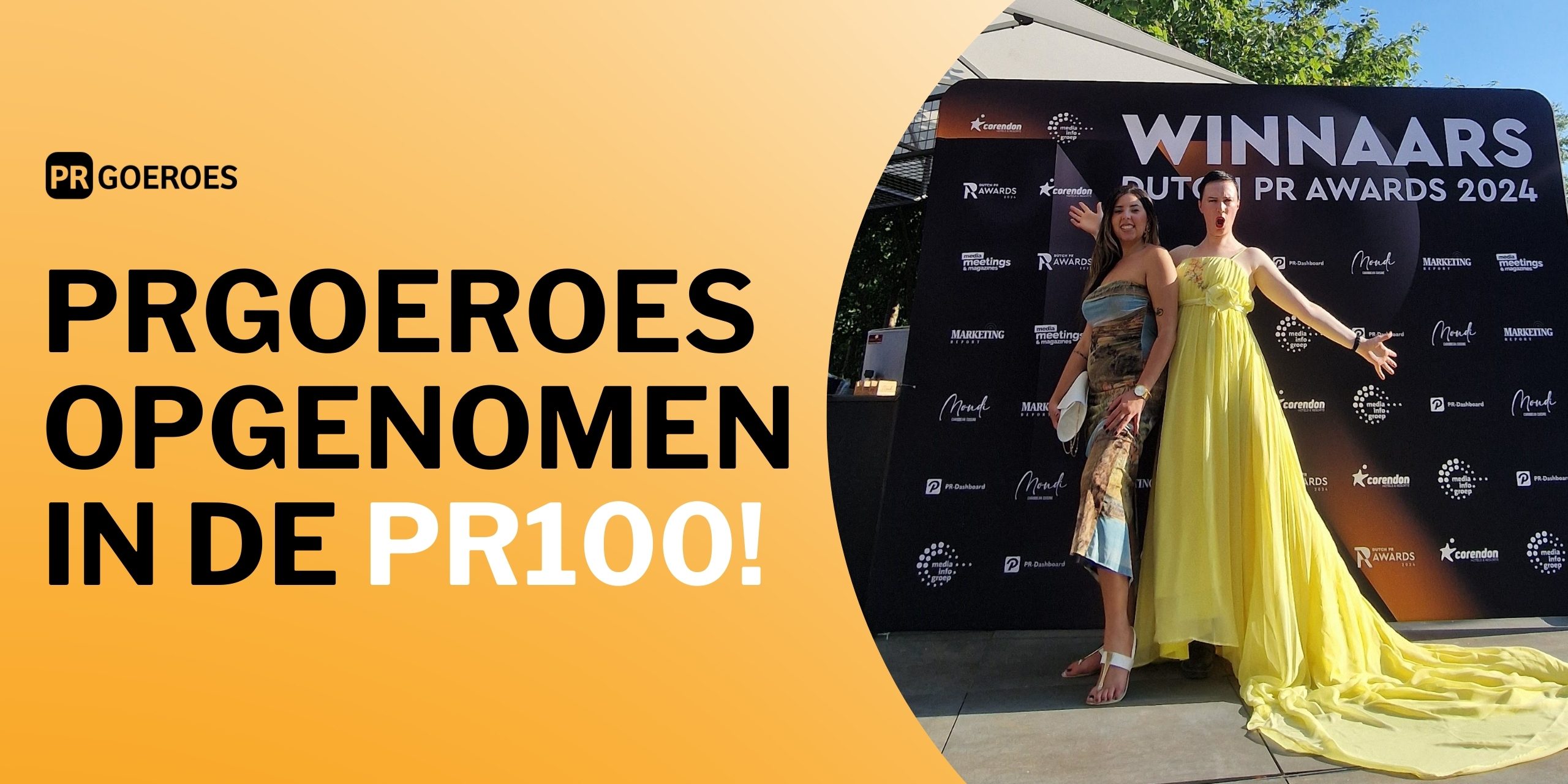 Dutch PR Awards PR100 PRGoeroes Jennifer Delano Afgebeeld staat Jennifer Delano, oprichter van PRGoeroes bij de Dutch PR Awards 2024. De tekst bij de afbeelding luidt: PRGoeroes opgenomen in de PR100!