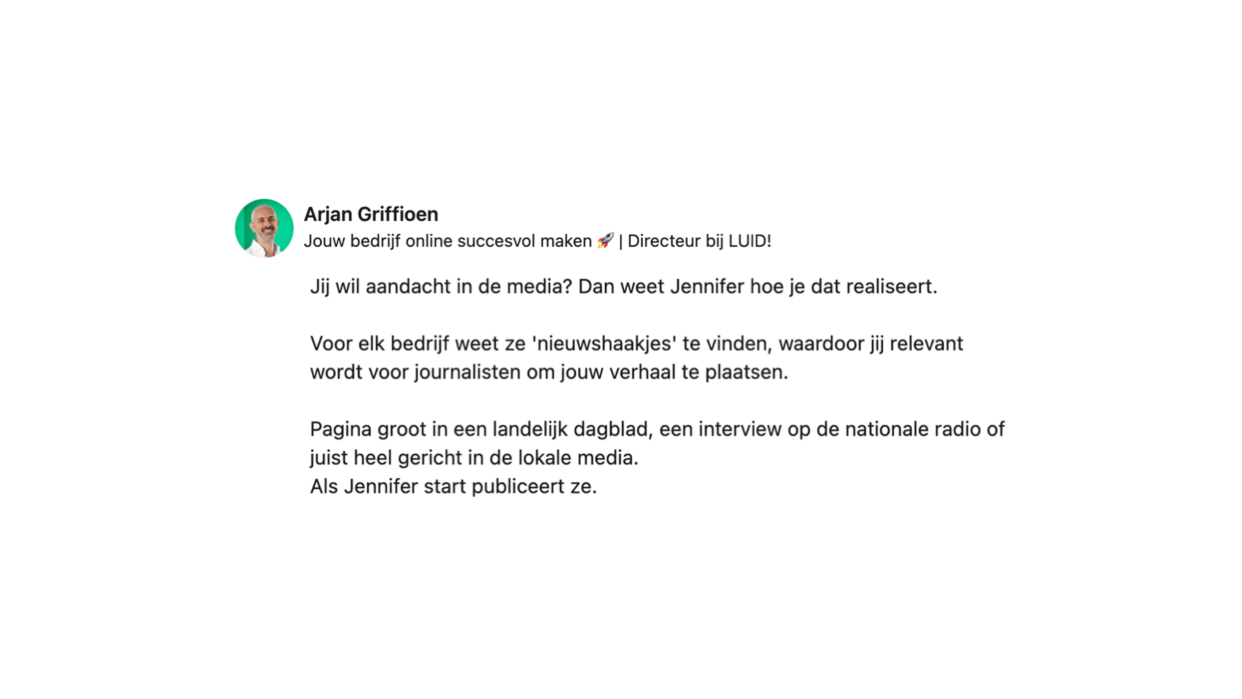 LinkedIn Review van Arjan Griffioen