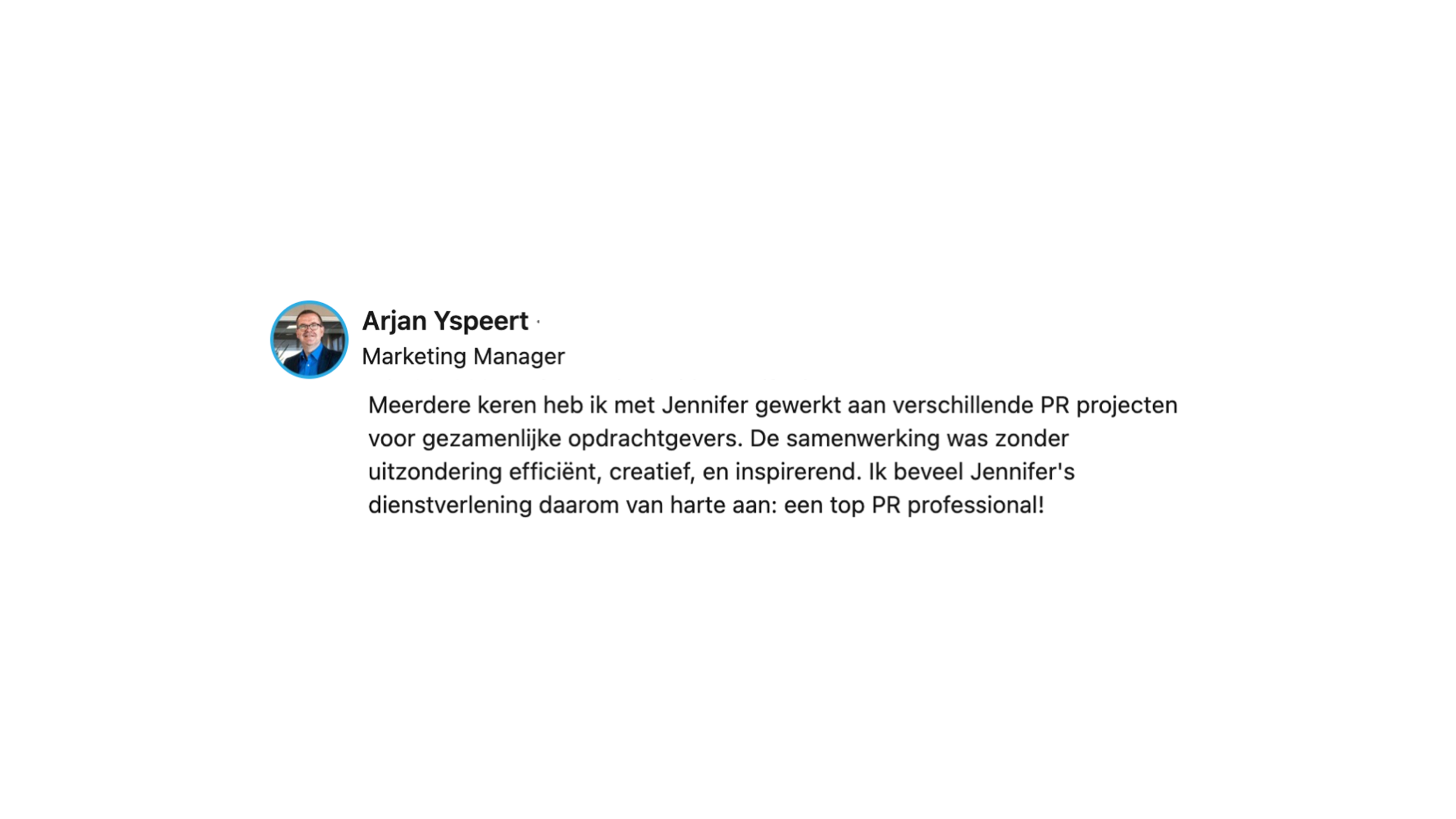 LinkedIn Review van Arjan Yspeert