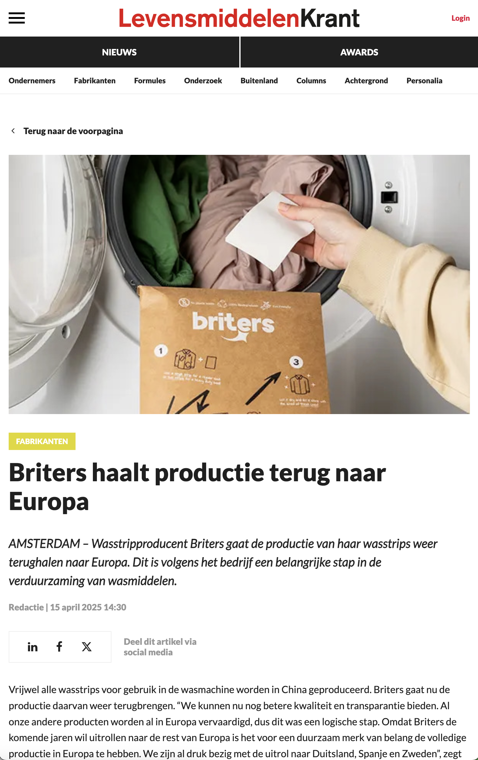 Levensmiddelen Krant