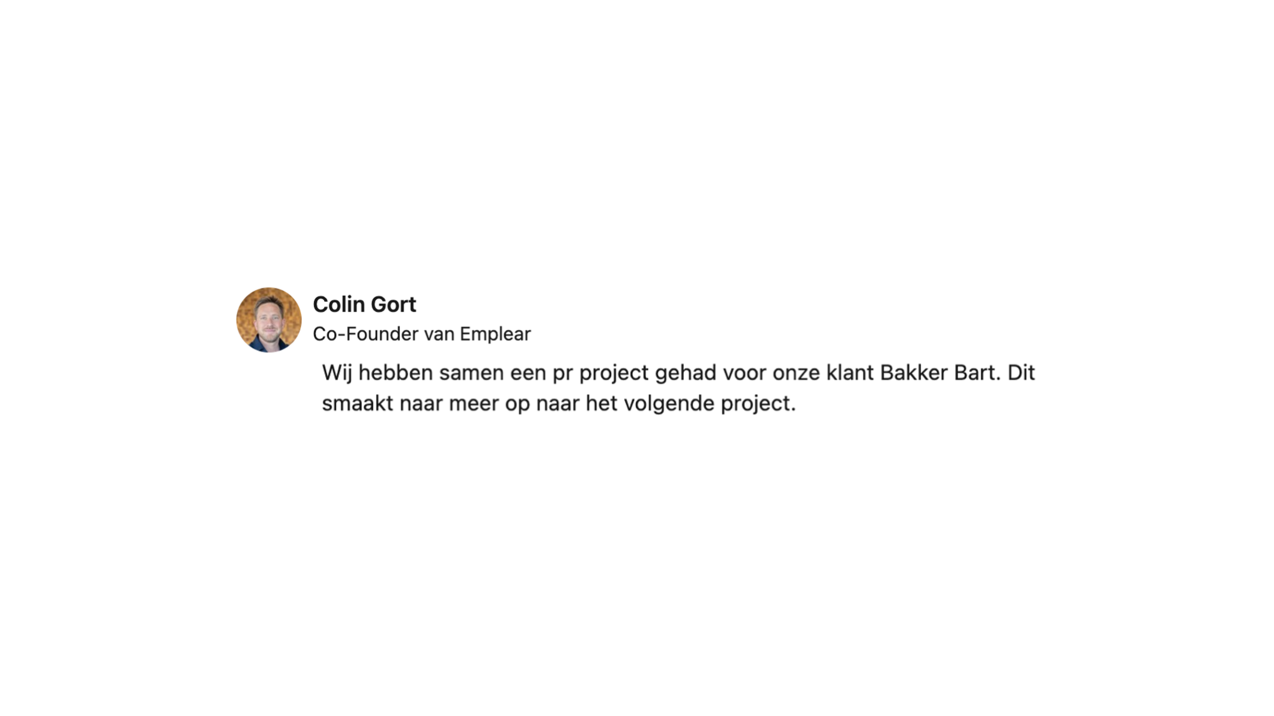 LinkedIn Review van Colin Gort