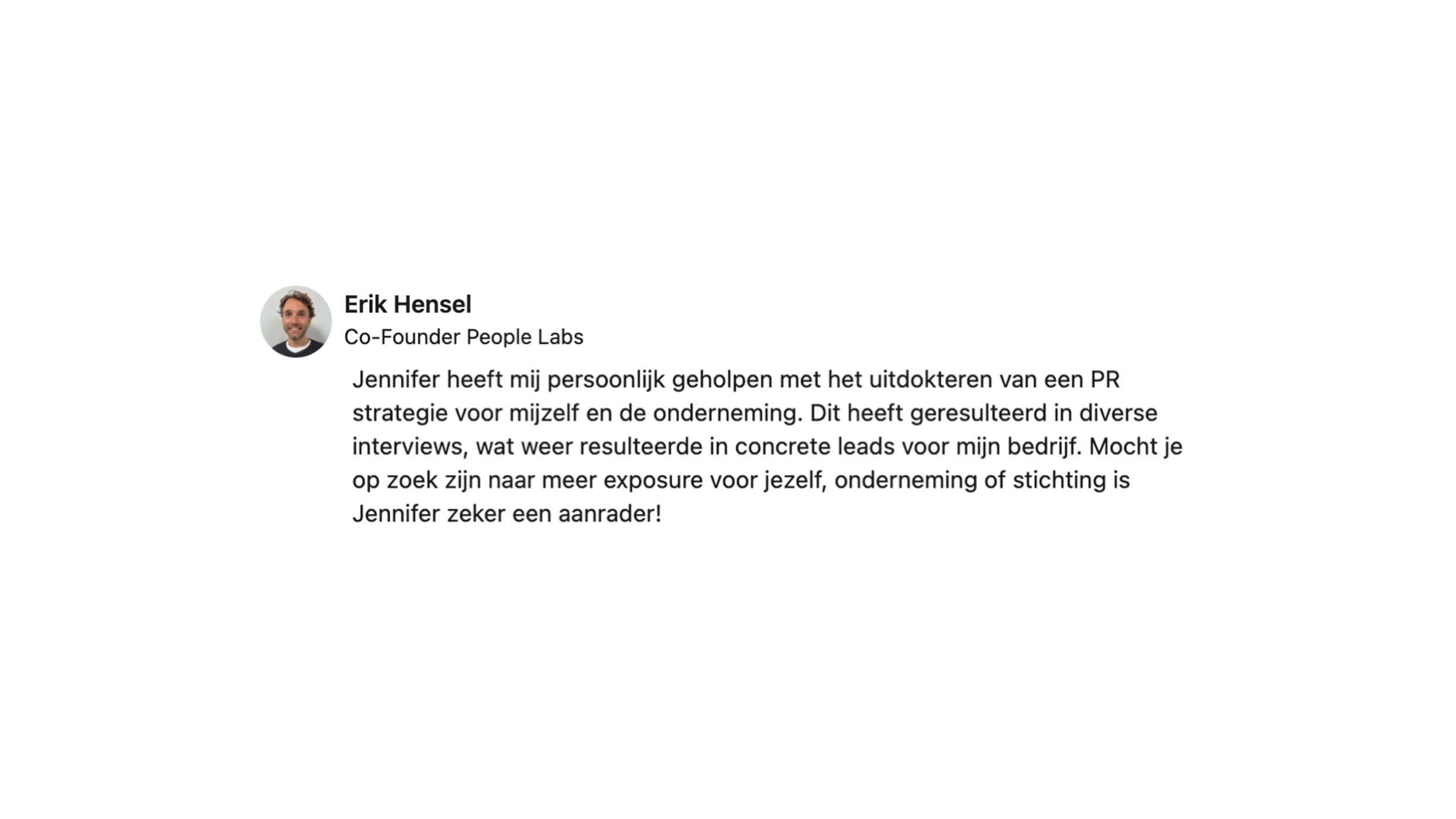 LinkedIn Review van Erik Hensel