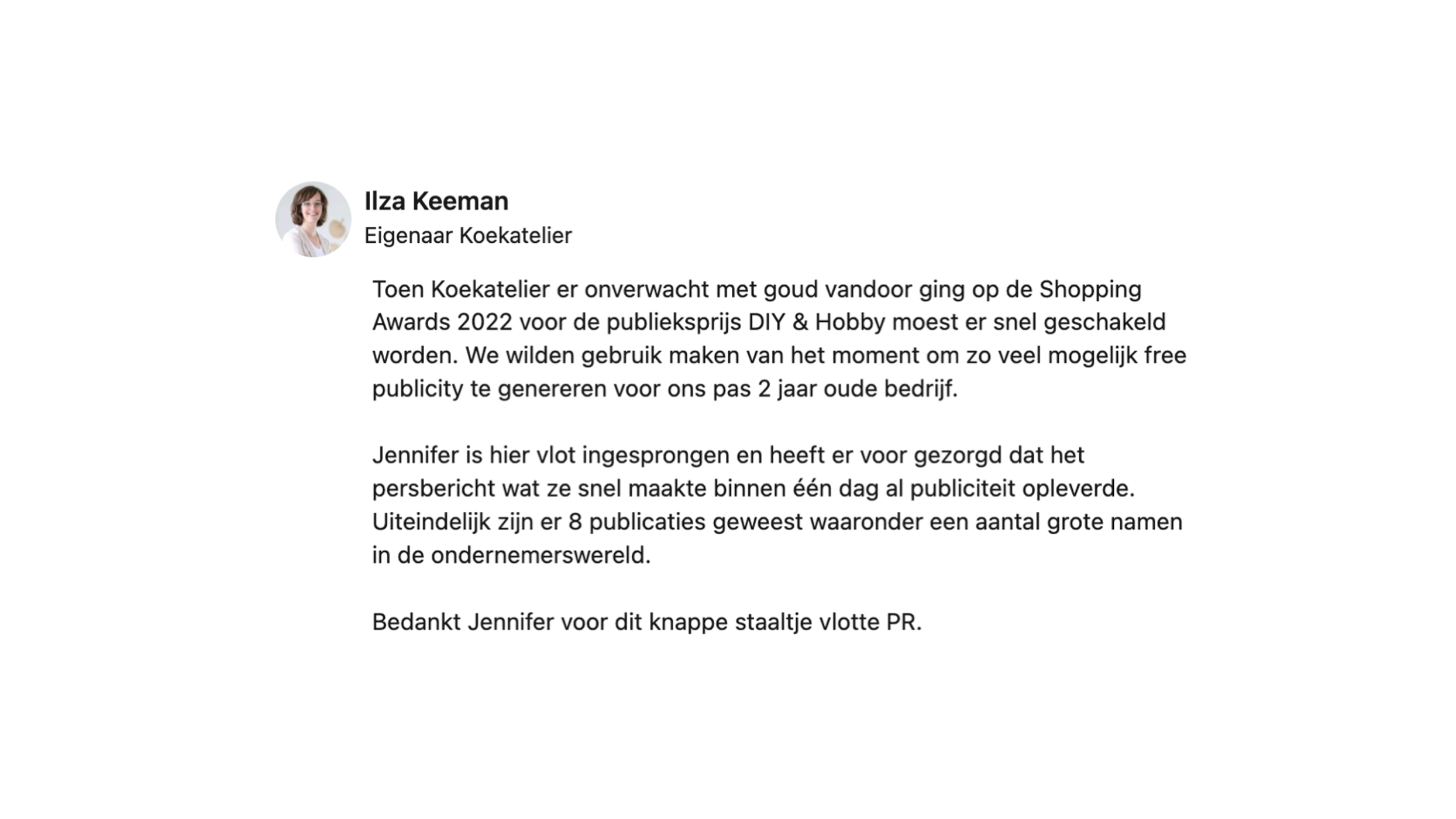 LinkedIn Review van Ilza Keeman