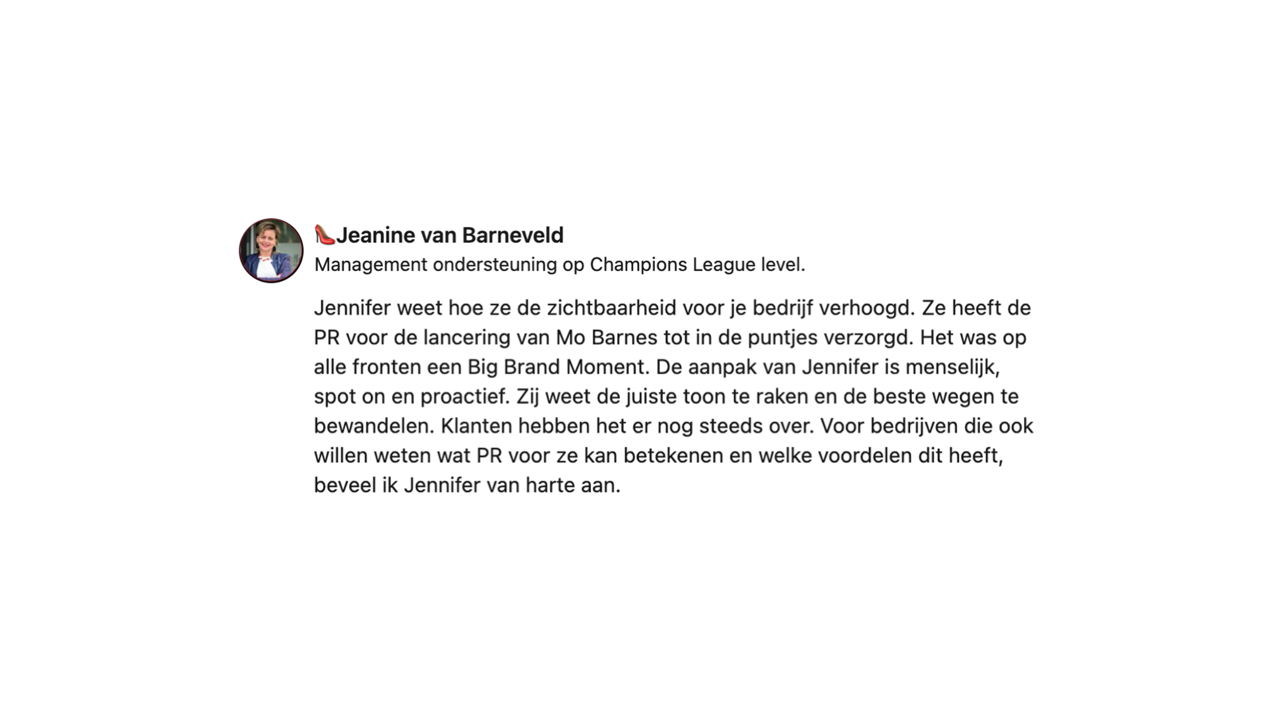 LinkedIn Review van Jeanine van Barneveld