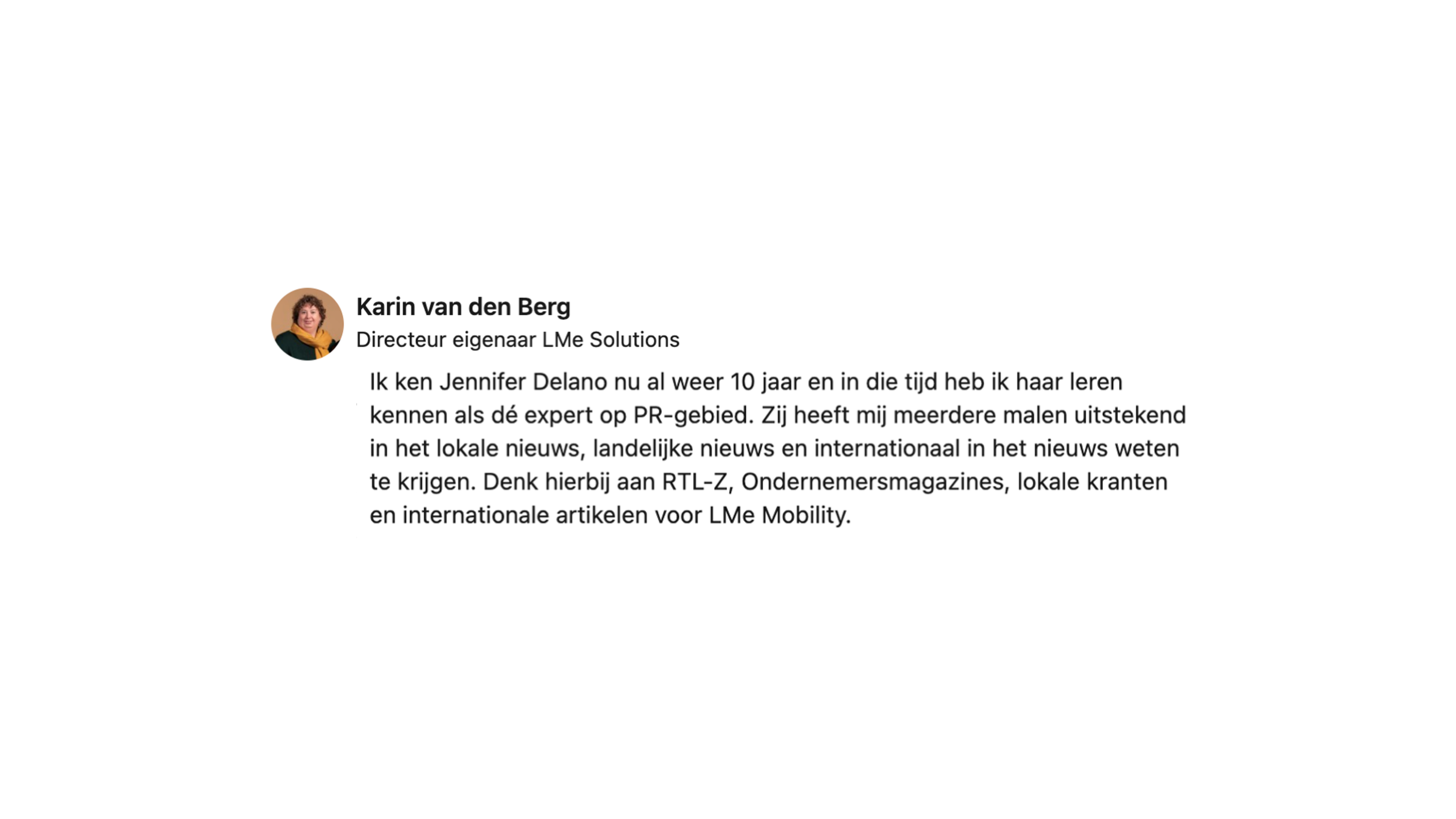 LinkedIn Review van Karin van den Berg