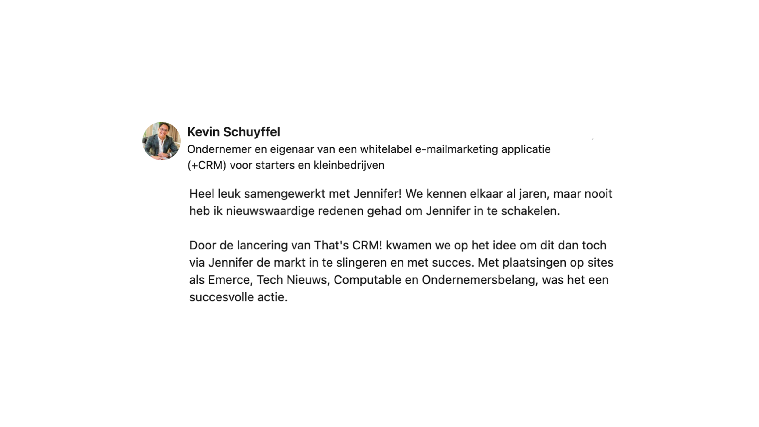 LinkedIn Review van Kevin Schuyffel