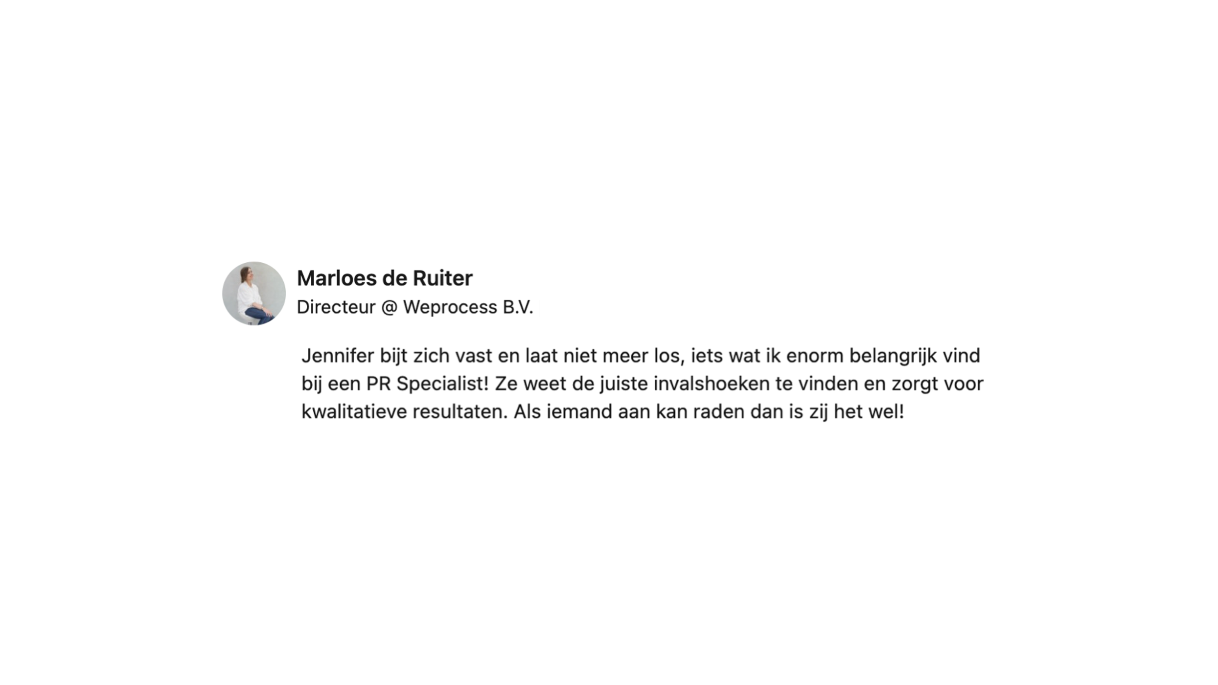 LinkedIn Review van Marloes de Ruiter