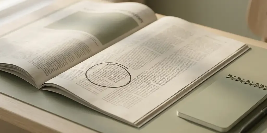 krant-artikel-bureau-notitieblok-redactioneel.jpg Opengeslagen krant op modern bureau met omcirkeld artikel, notitieblok en pen in warme natuurlijke belichting.